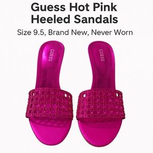 Guess Hot Pink Heeled Sandals – Size 9.5
